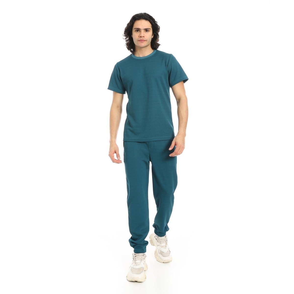 Set T-Shirt Pants With Sleeves Short With Pattern Beige Luxury