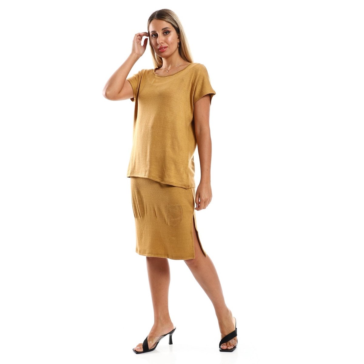 Set Summer Women's With Sleeves Short Shirt Skirt
