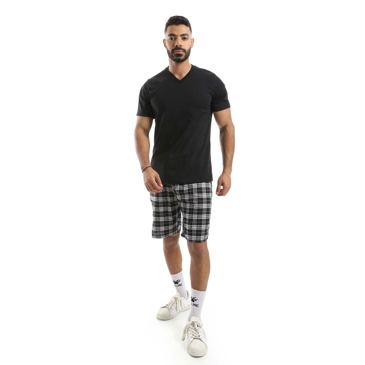 Set Pajamas Cotton 100 Men's Special Collar On Shape Letter V
