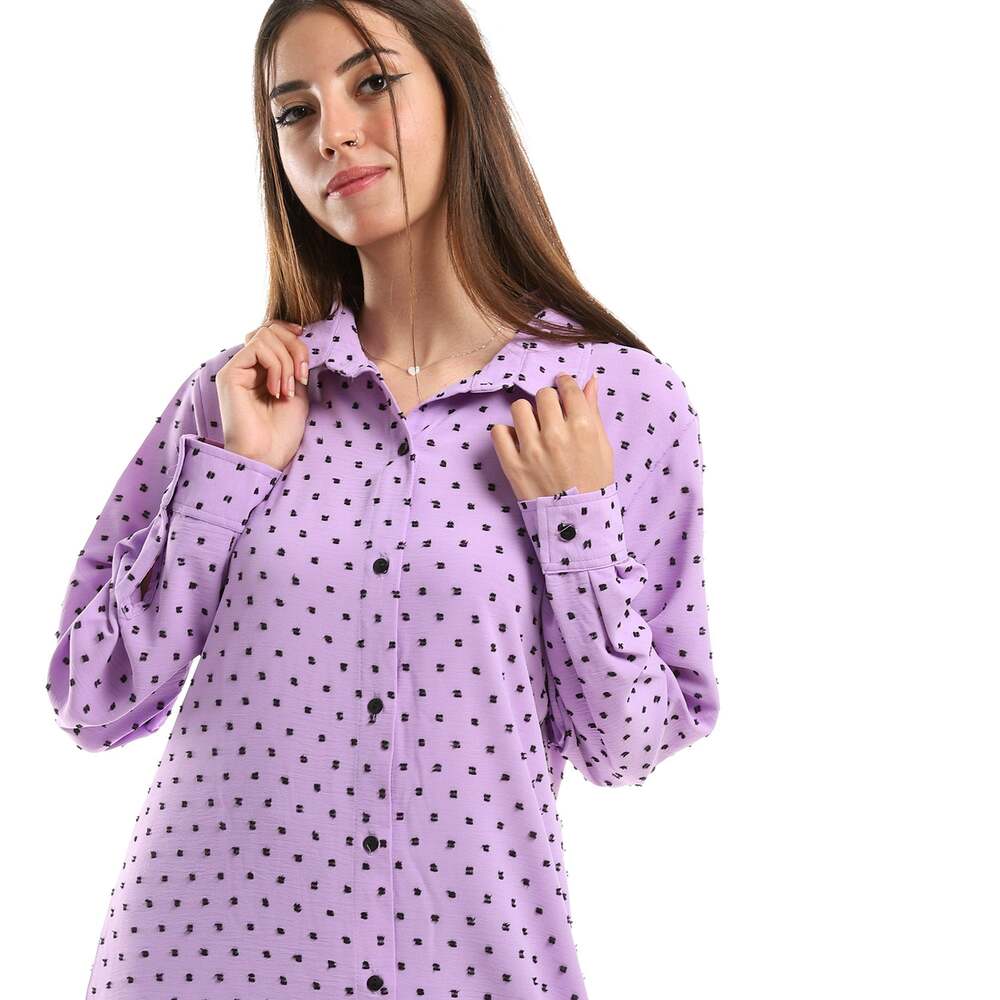 تونيك نسائي بنقشة ذاتية وشقوق جانبية