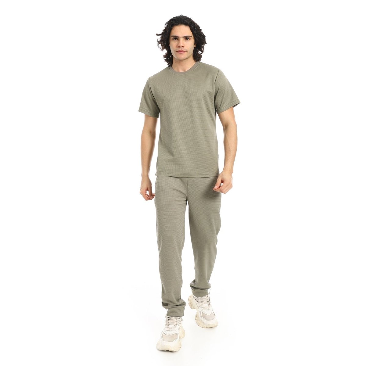 Set T-Shirt Pants With Sleeves Short With Pattern Beige Luxury