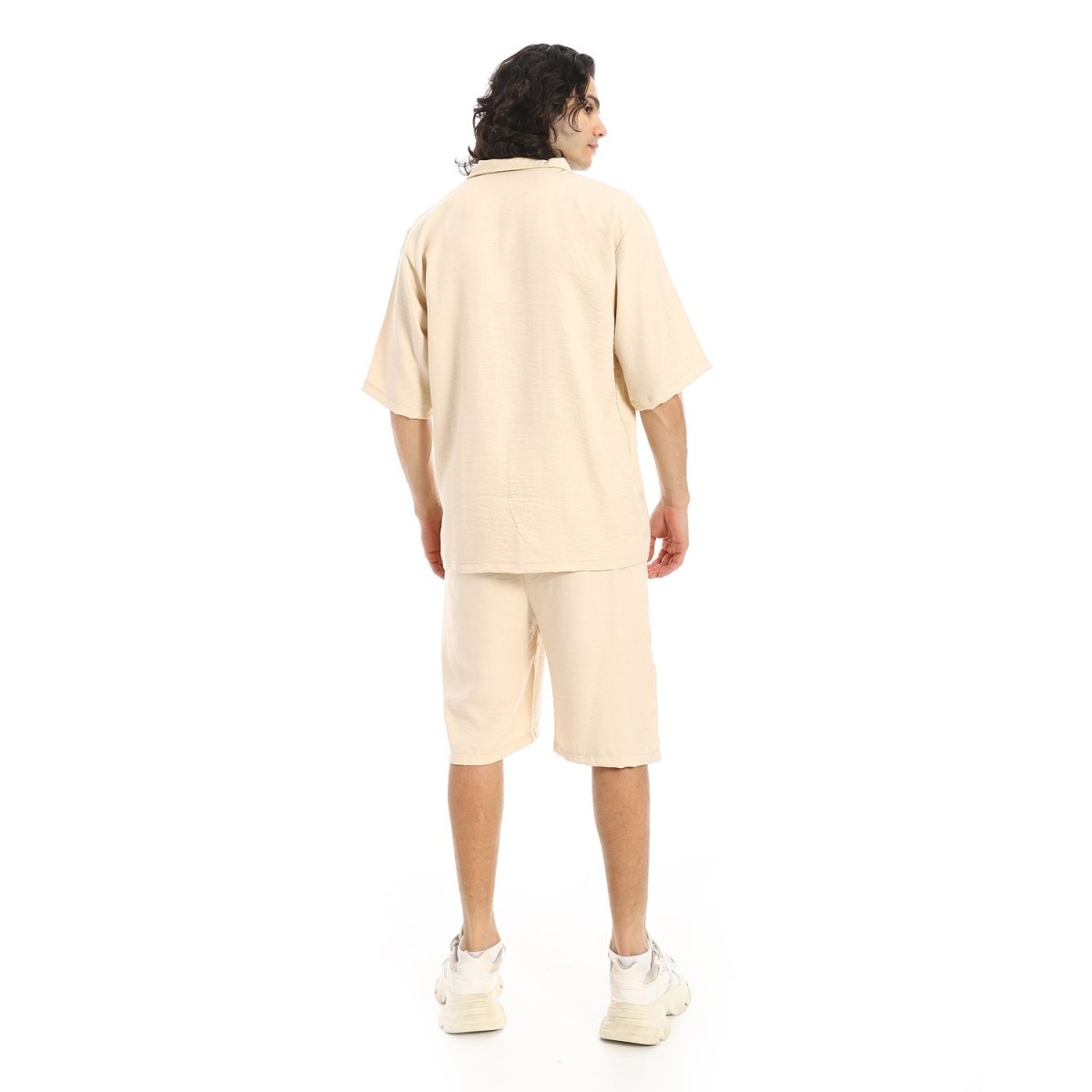 Set Shirt Shorts Men's Modern With Buttons