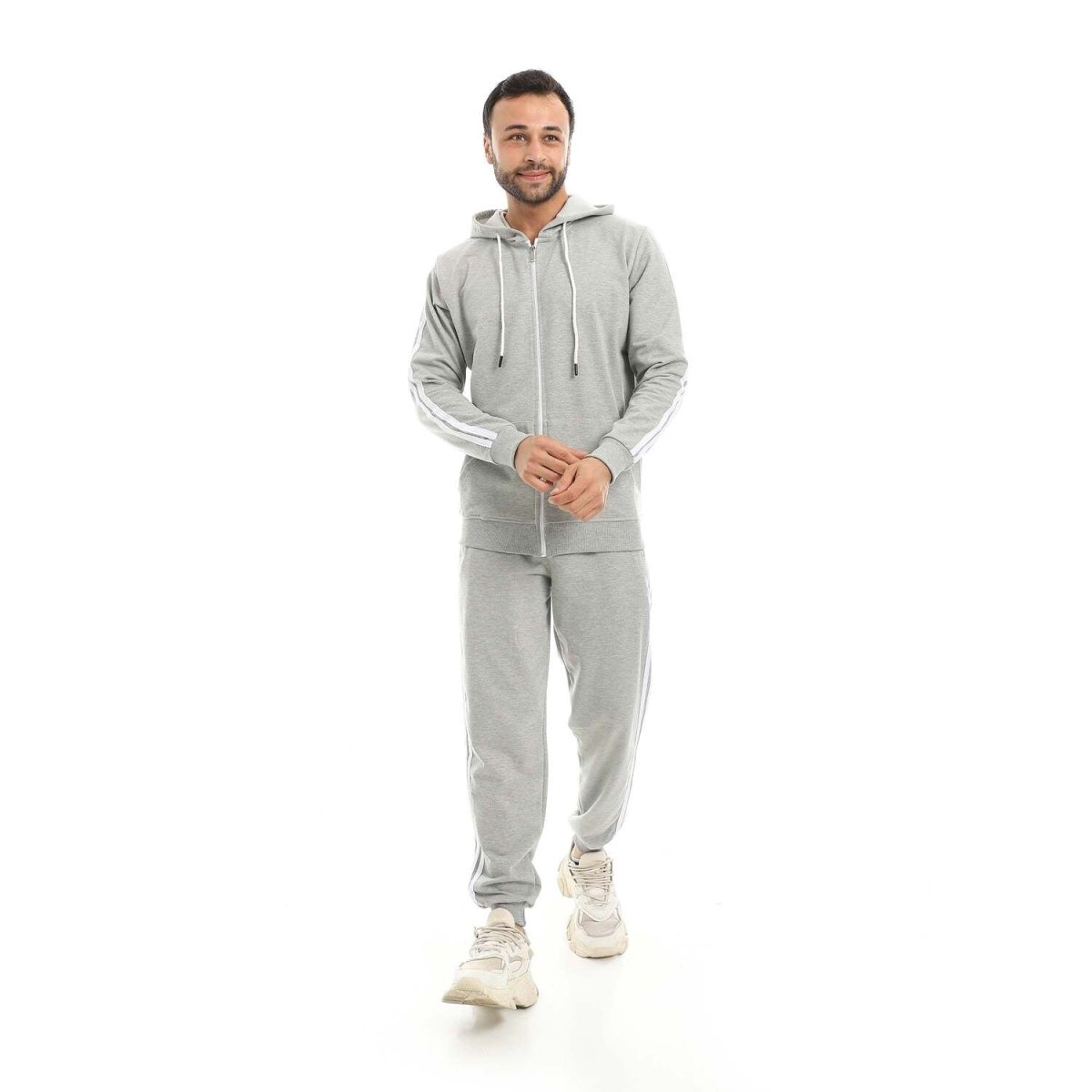 Hoodie Men's Zip With Pants Fabric Cotton Comfortable