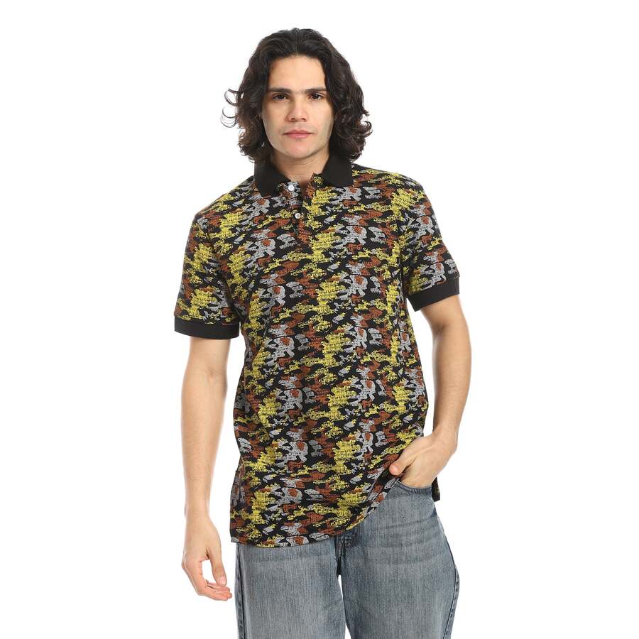 T Shirt Polo Black In Yellow Fabric Cotton 100