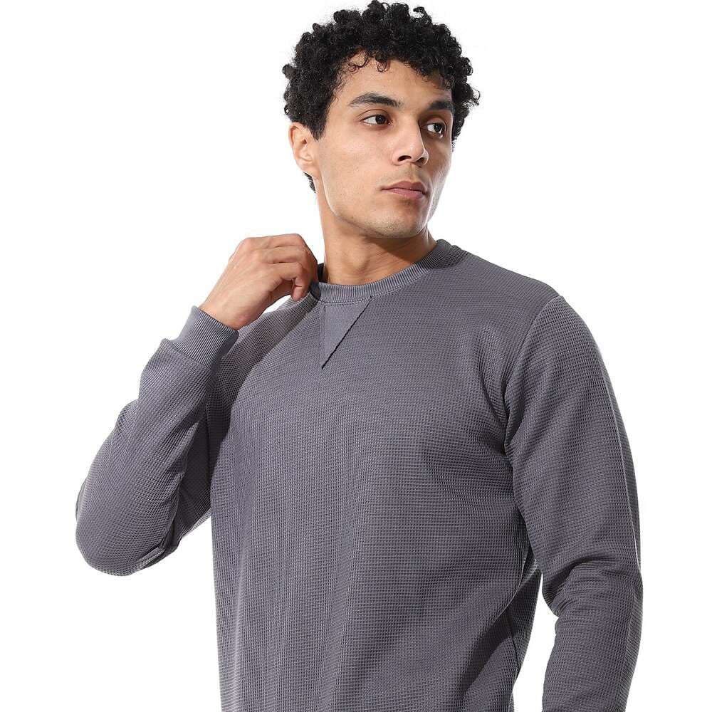 Set From Pants Sweatshirt Shirt Neckline Round Pleated