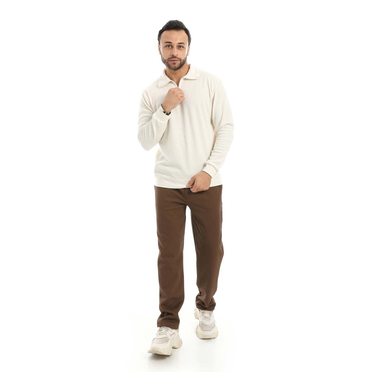 Pajamas Men's Half Zip With Collar Pants Cotton Comfortable