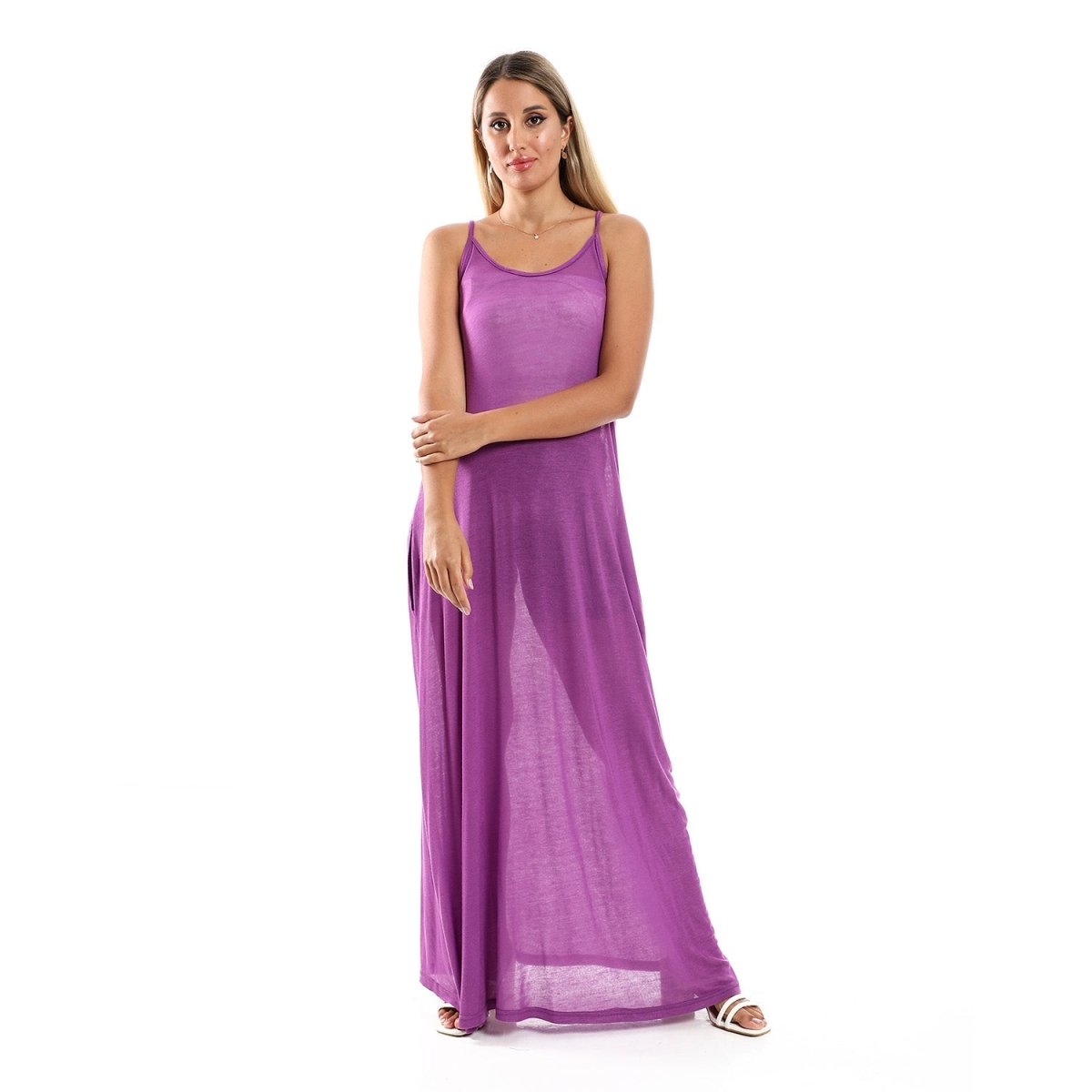 Dress Women's Long With Sleeves Spaghetti Pockets Side
