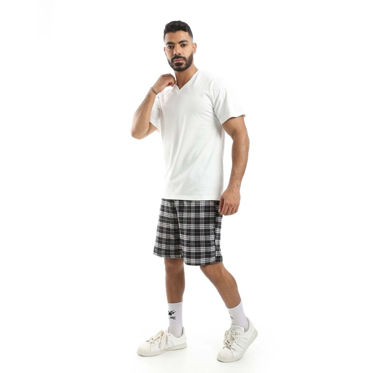 Set Pajamas Cotton 100 Men's Special Collar On Shape Letter V
