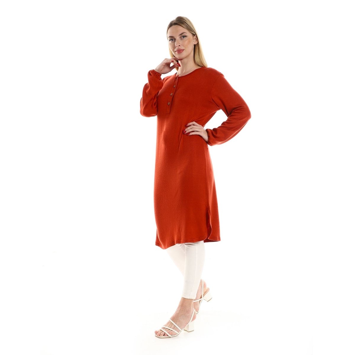 Jacket Women's Knitted With Sleeves Long Buttons