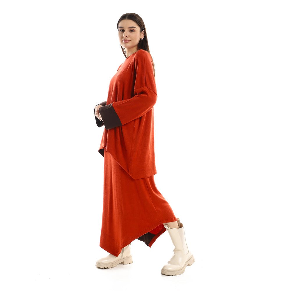 Set Women's Blouse Skirt Plain Color Havan