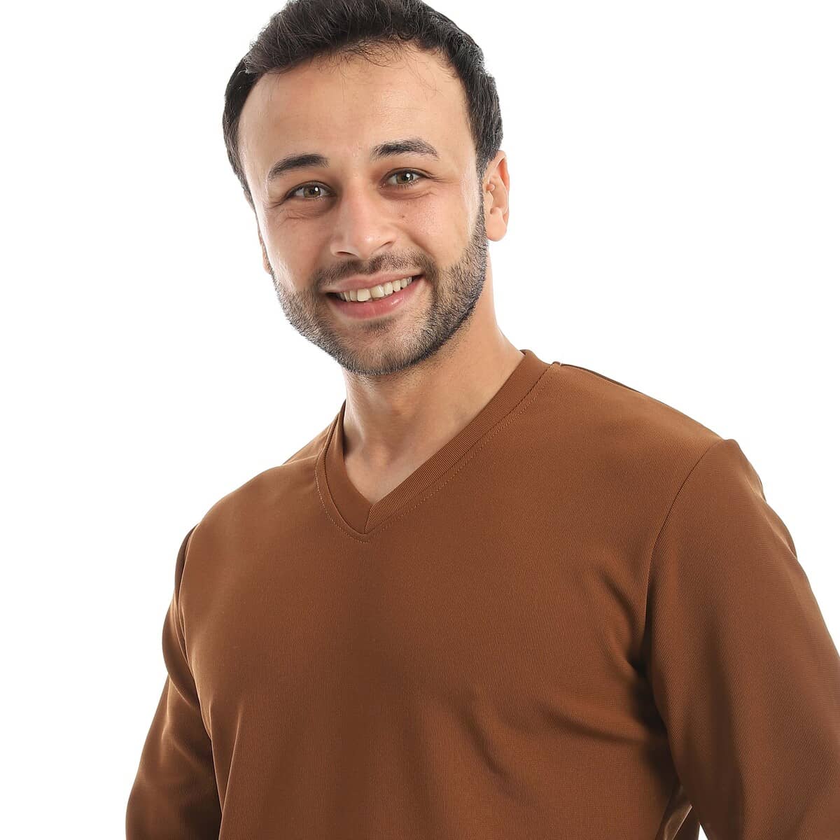 بلوفر رجالي برقبة V من قطن وبوليستر مريح