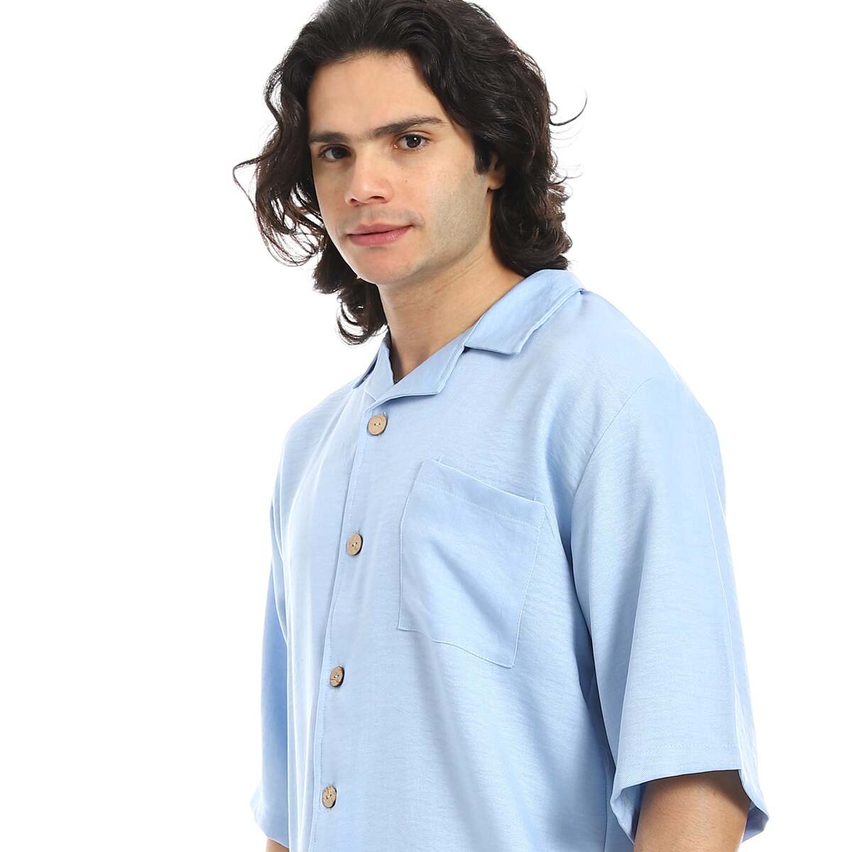 Set Shirt Shorts Men's Modern With Buttons