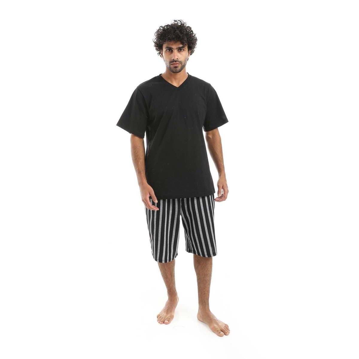 Pajamas Men's Neck V Shorts From Cotton 100