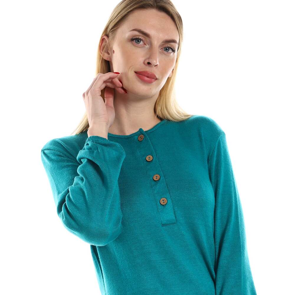 Jacket Women's Knitted With Sleeves Long Buttons