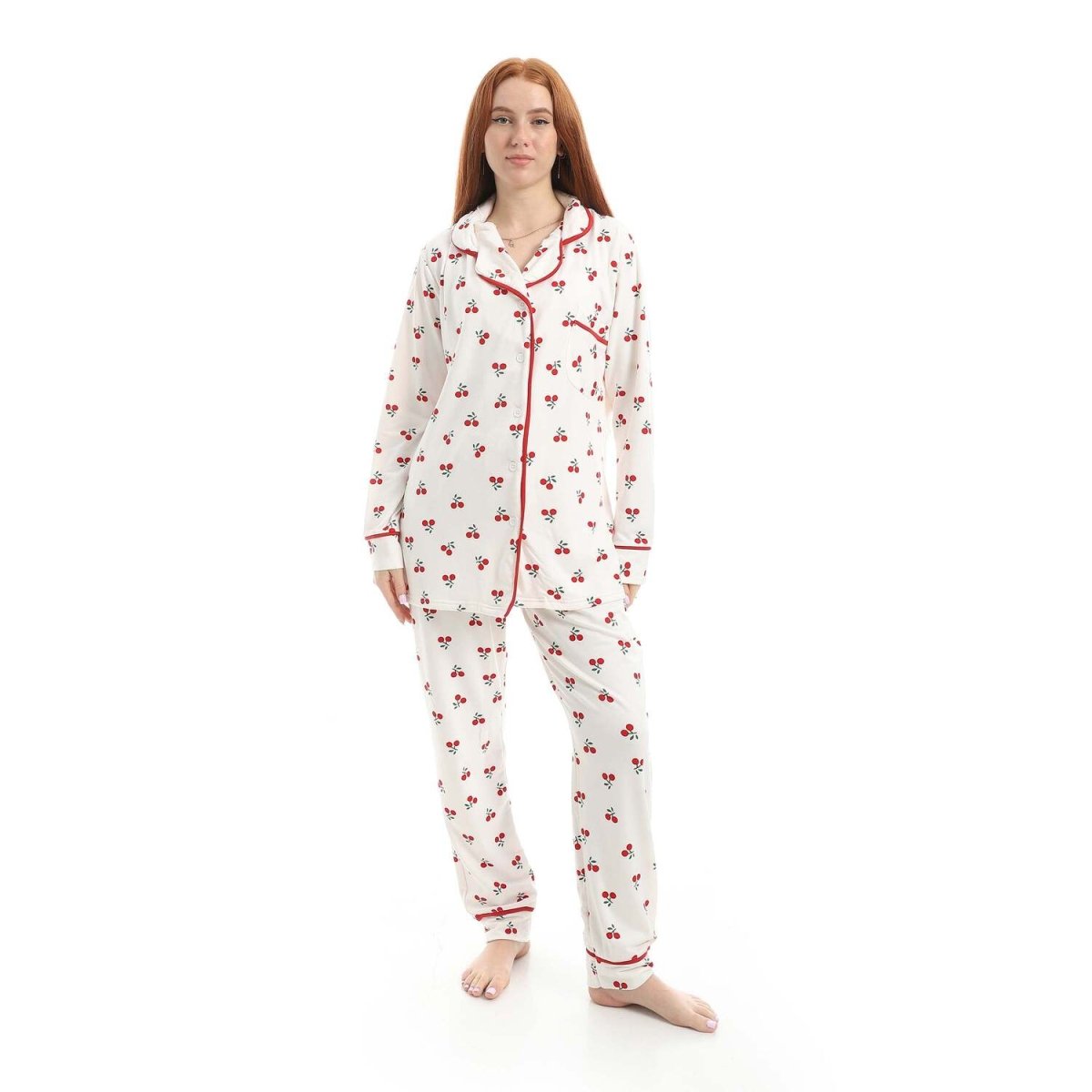 Pajamas Classic Printed Cherry With Sleeves Long