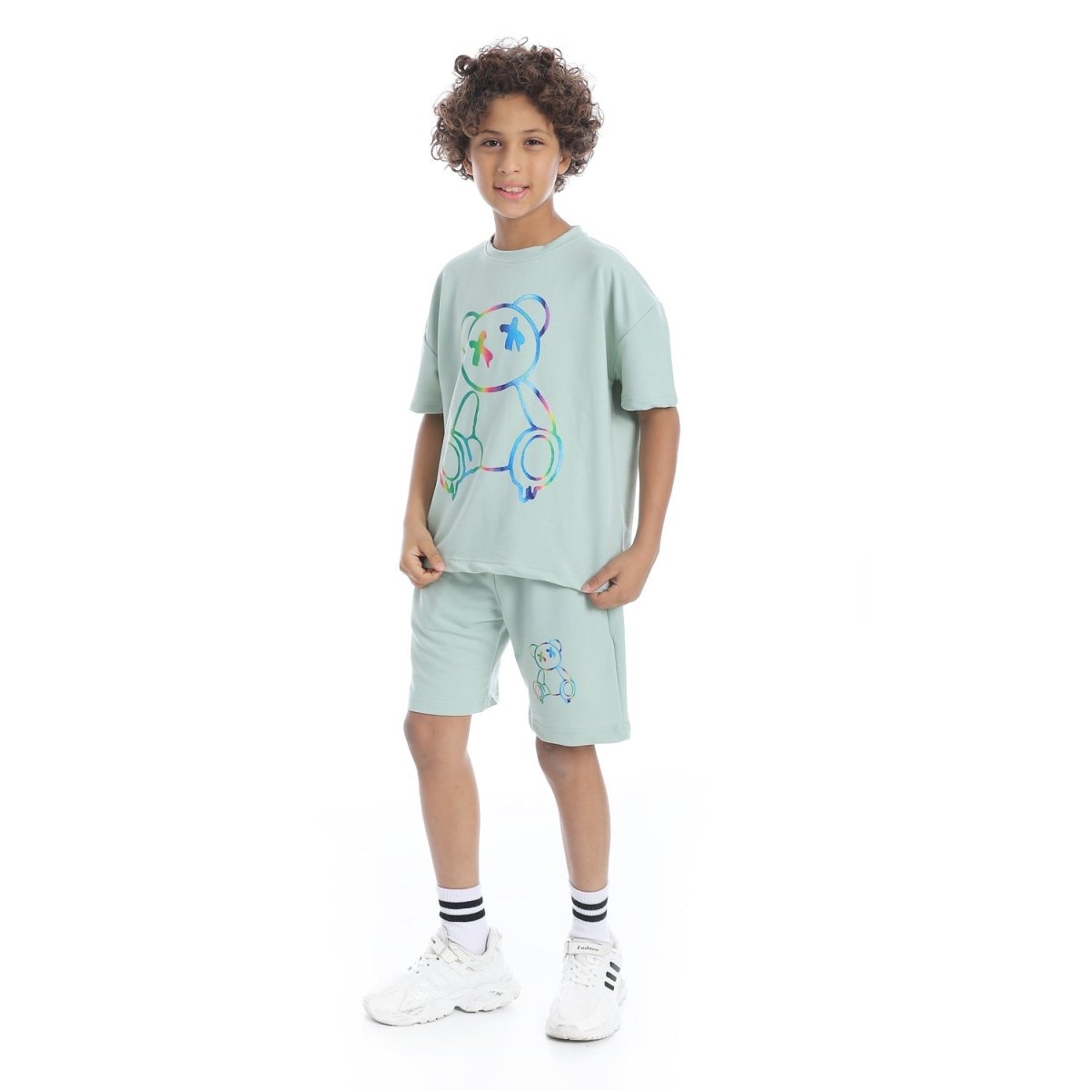 Set Pajamas Kids Summer Print Casual From Front Unisex