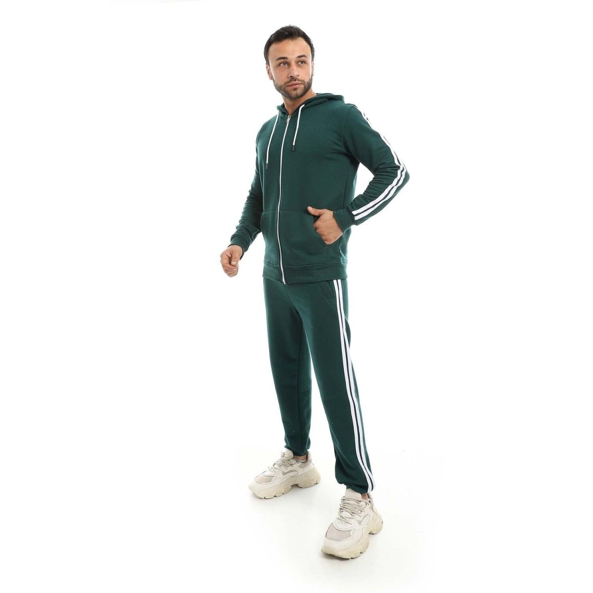 Hoodie Men's Zip With Pants Fabric Cotton Comfortable