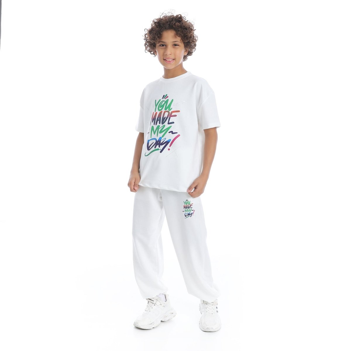 Set Pajamas Kids Summer Comfortable Printed From Front Unisex