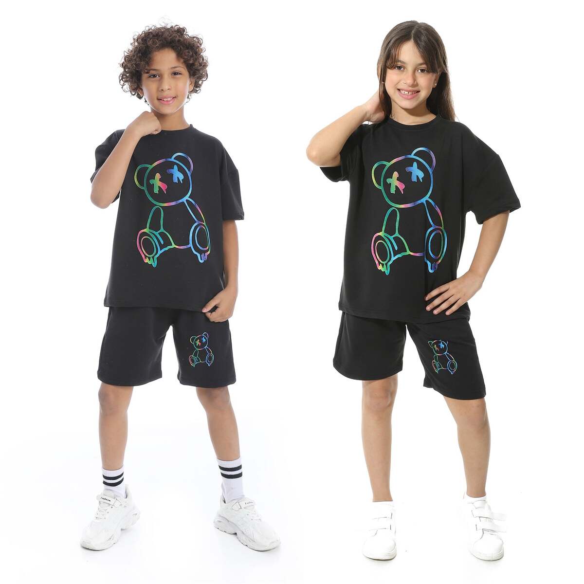Set Pajamas Kids Summer Print Casual From Front Unisex