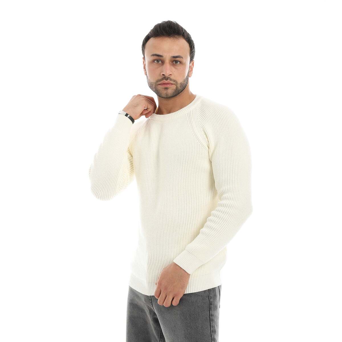 بلوفر صوف رجالي سادة بألوان متعددة ومقاسات واسعة
