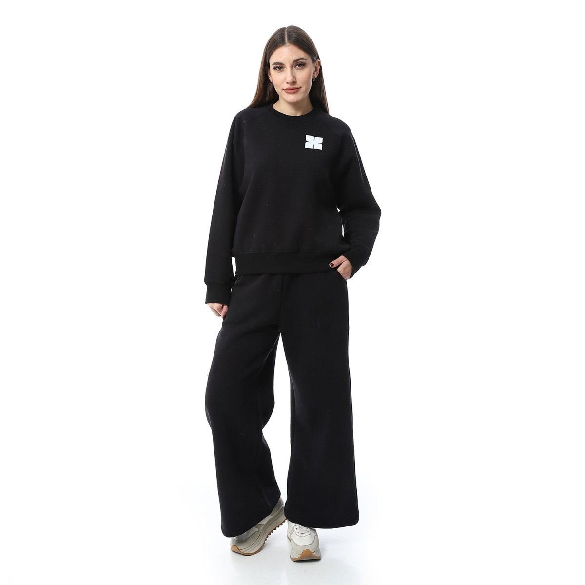 Set Hoodie Women's Without Cover For Head With Pants Wide
