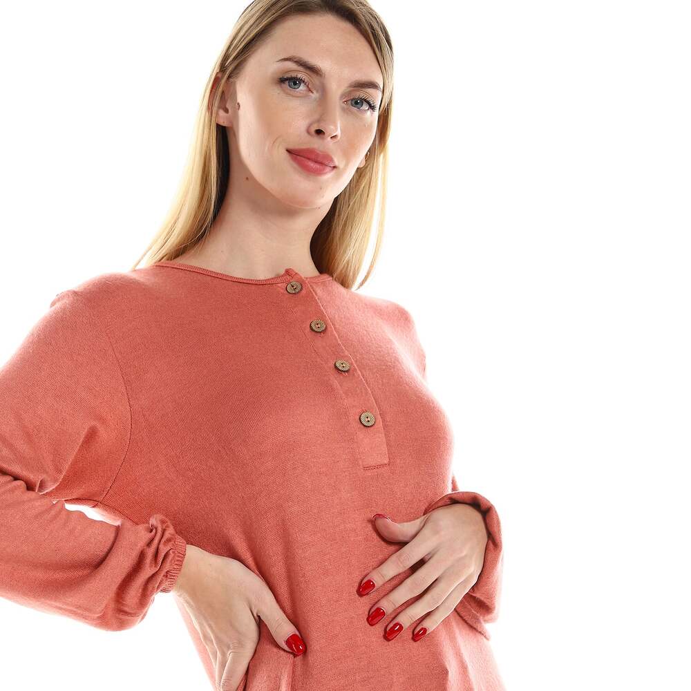 Jacket Women's Knitted With Sleeves Long Buttons