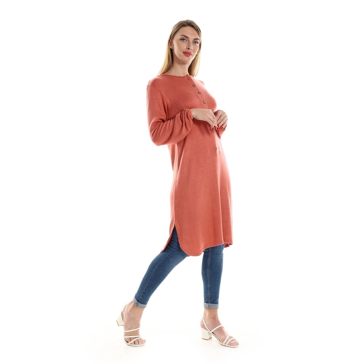 Jacket Women's Knitted With Sleeves Long Buttons