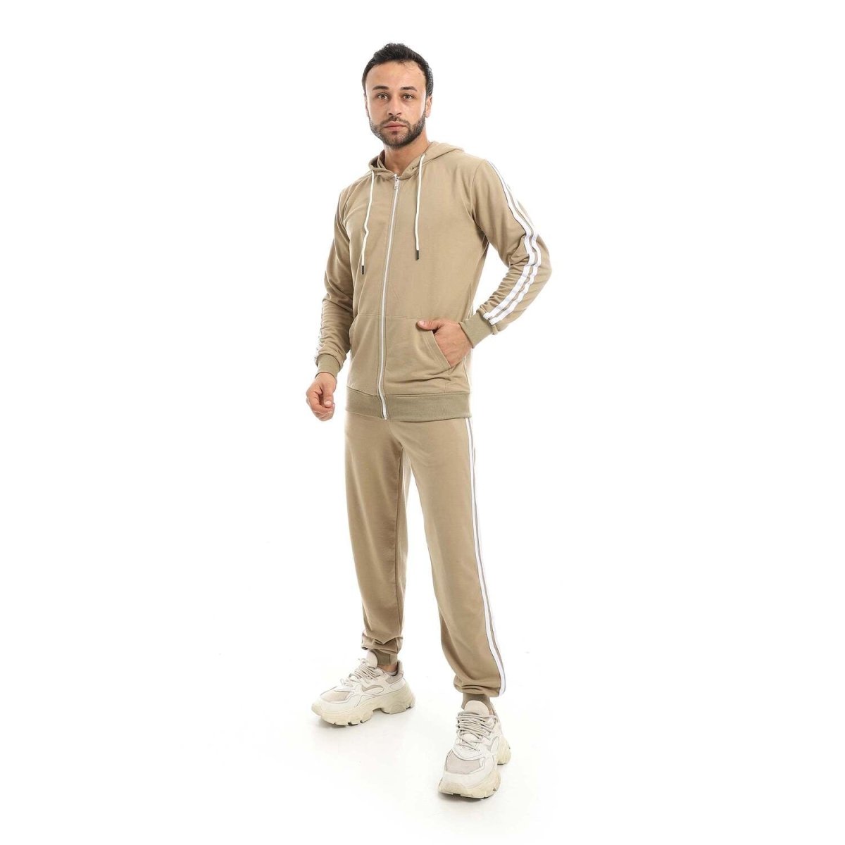 Hoodie Men's Zip With Pants Fabric Cotton Comfortable