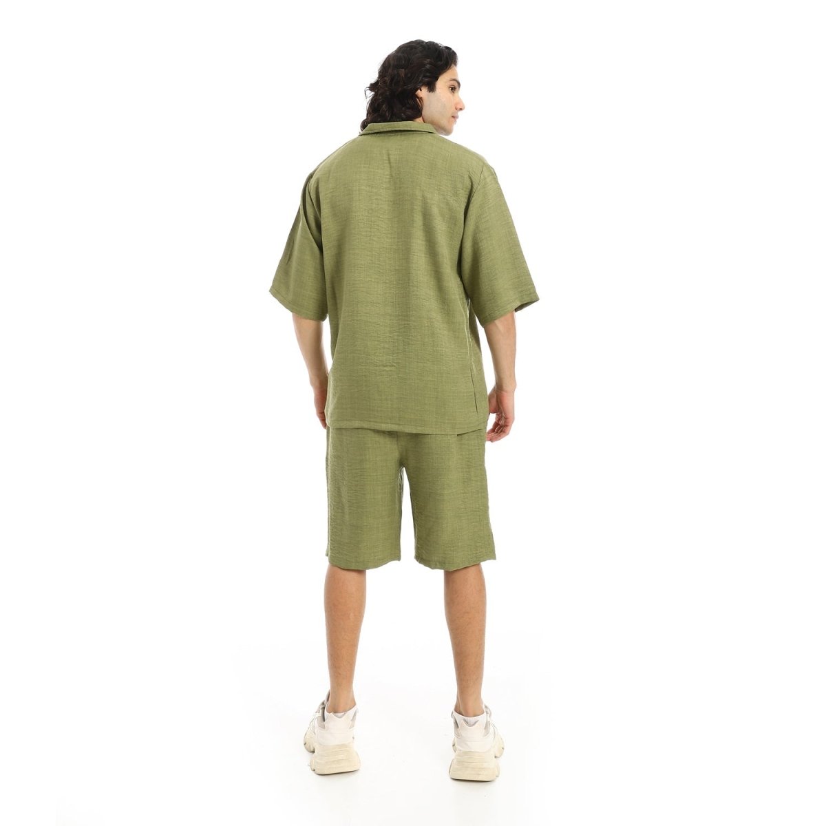 Set Shirt Shorts Men's Modern With Buttons