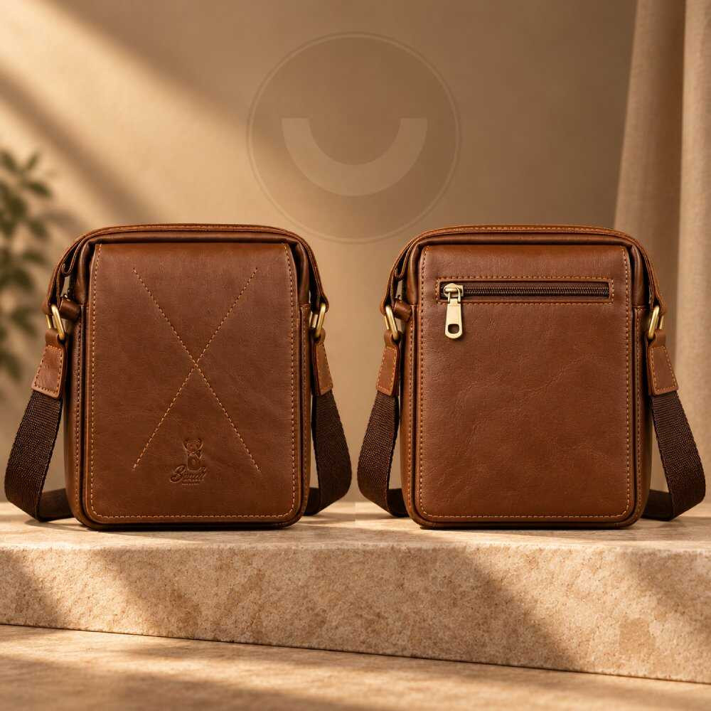 شنطة كروس شِبل رجالي جلد طبيعي 20×17 سم من بام