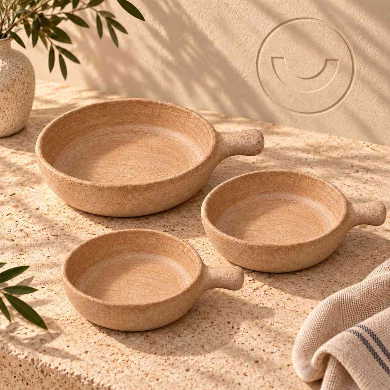 طاسة فخار بيد