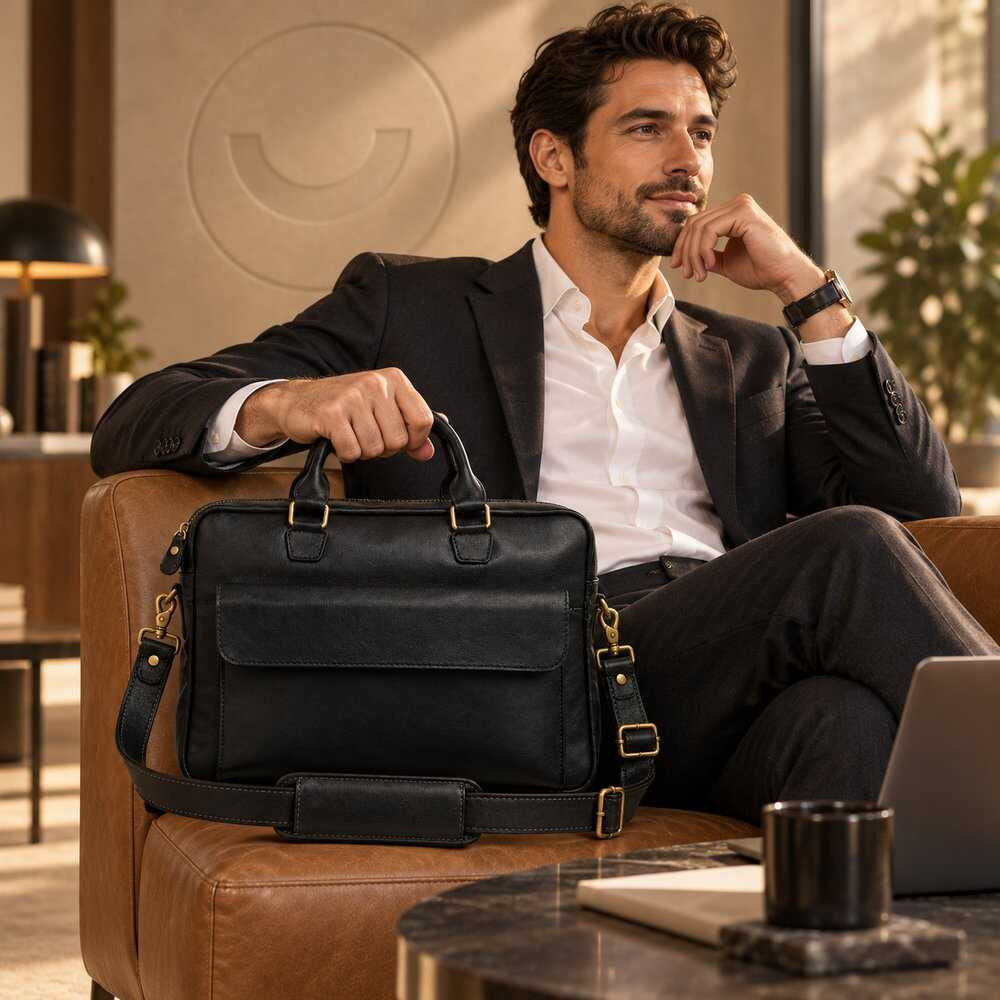 شنطة بيزنس رجالي جلد طبيعي 40×28×9 سم من بام