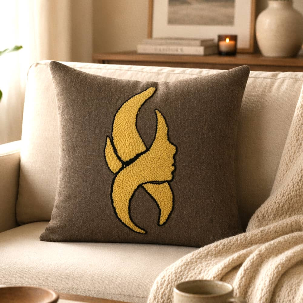 Cushion Linen Yellow Hand