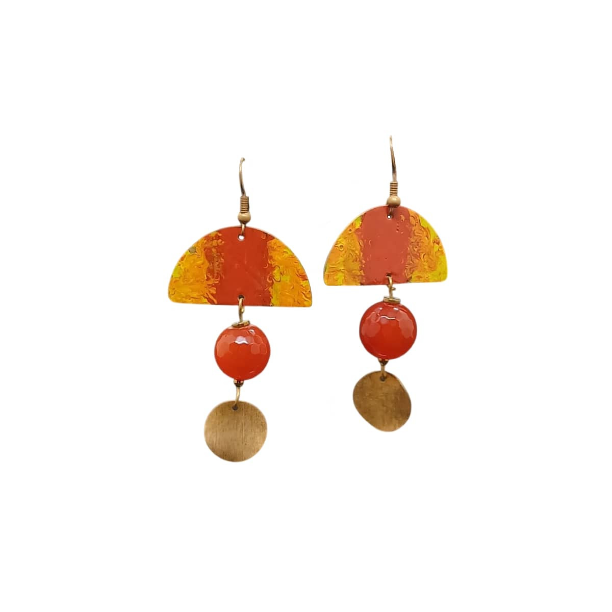 Earrings Hook Copper Pure Multicolor With Stone Agate