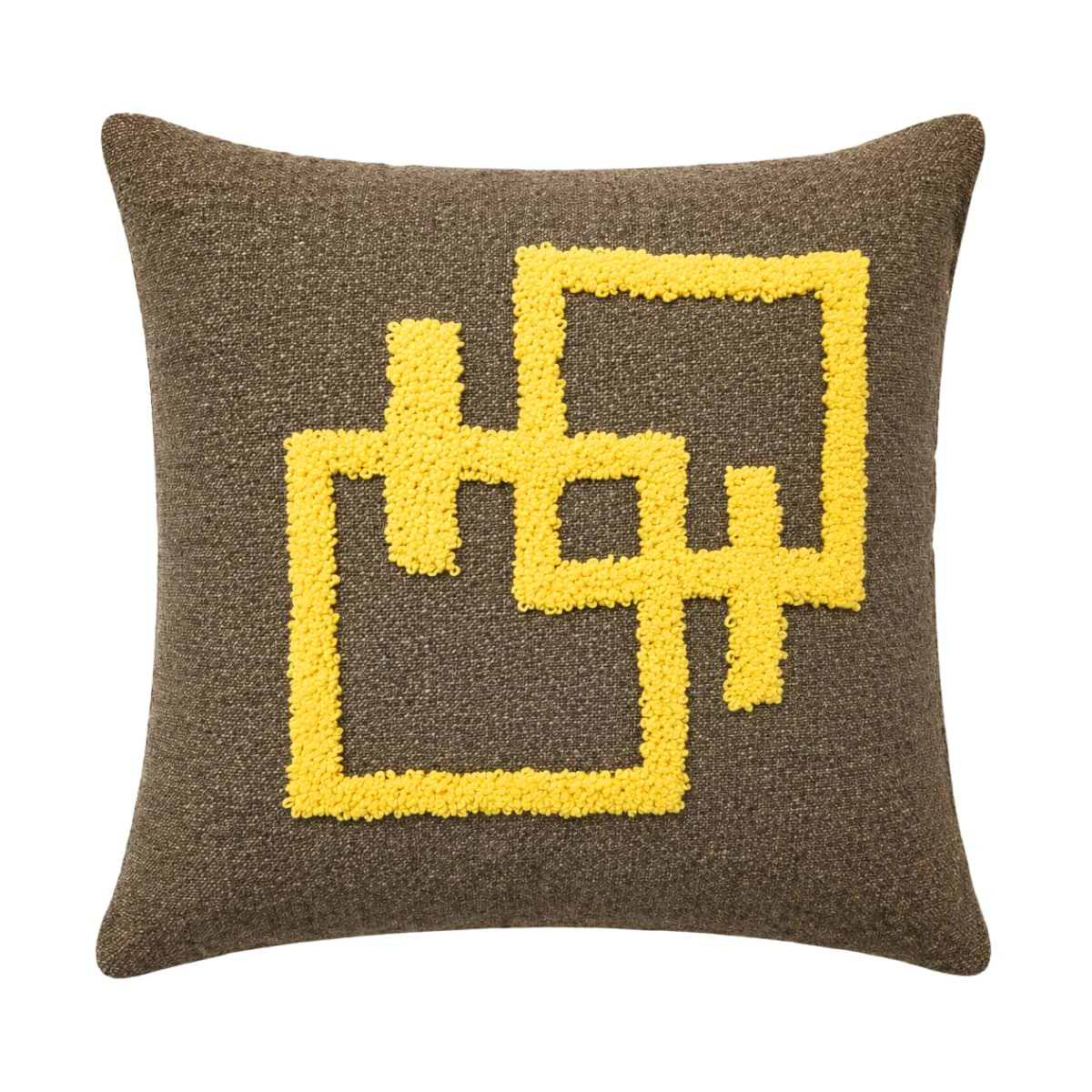 Cushion Linen Geometric Yellow Hand