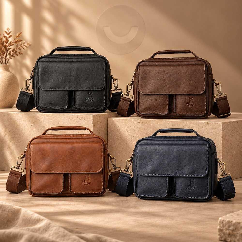 Men's Genuine Leather Crossbody Bag 20x24 cm by Bamm
