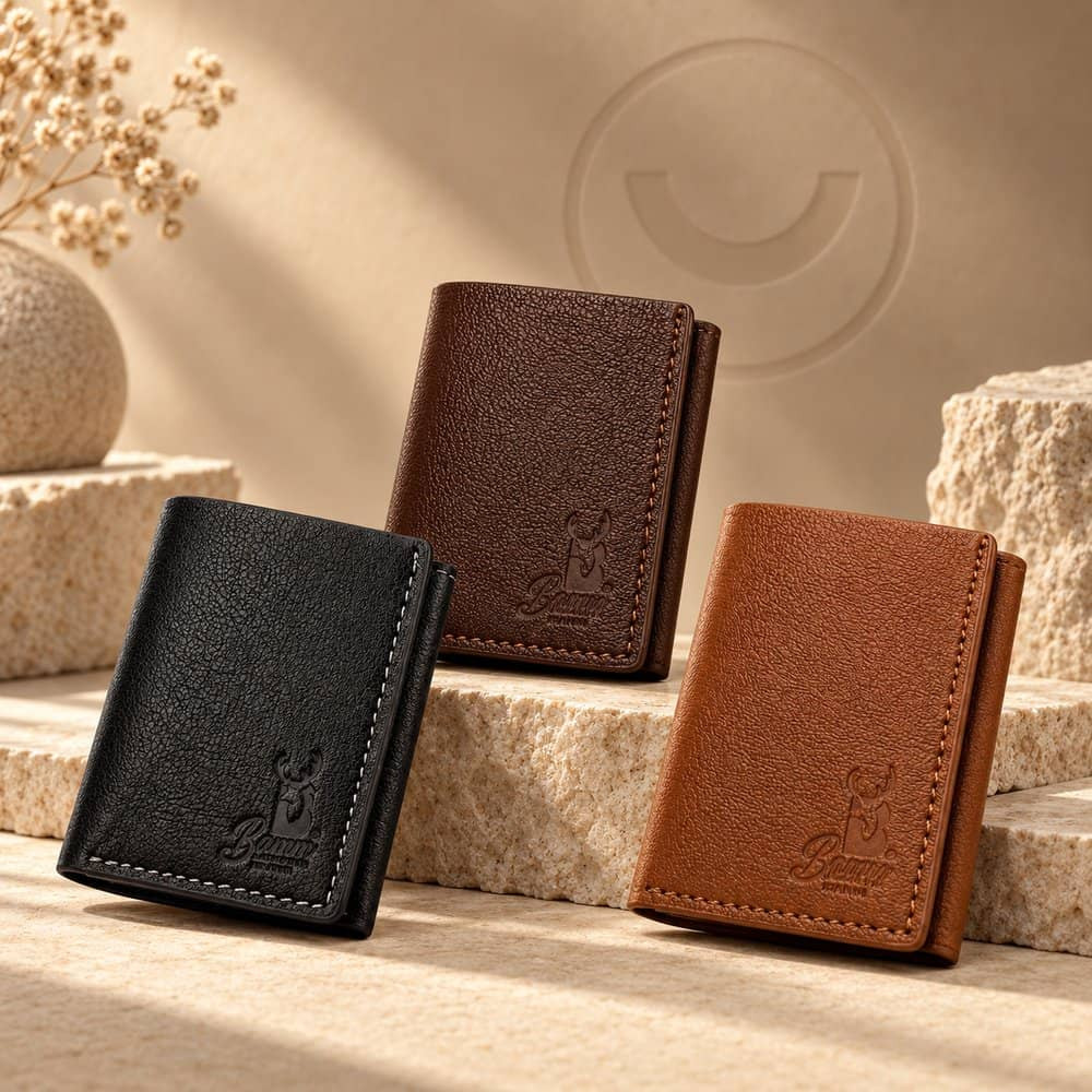 Men's genuine leather wallet, 9 x 11 cm, by Bamm