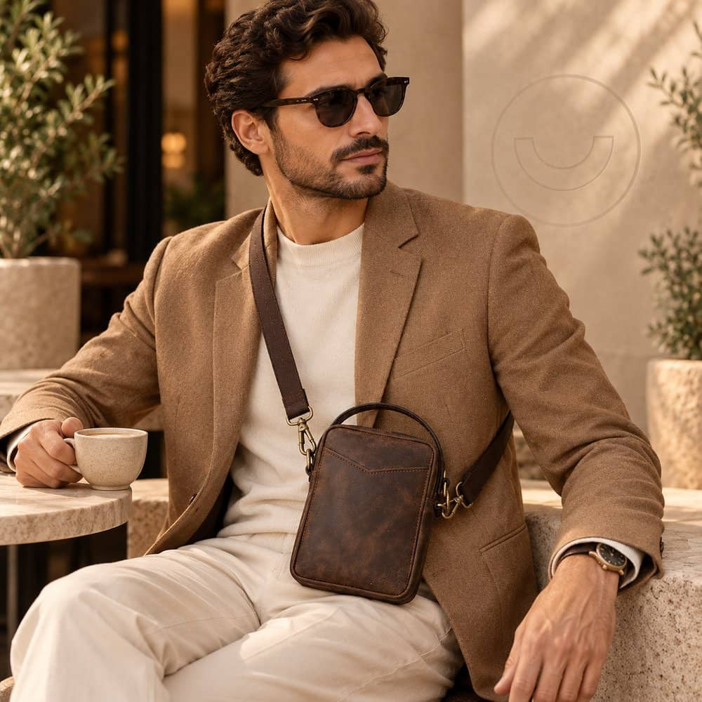 شنطة عَزم كروس رجالي جلد طبيعي من بام