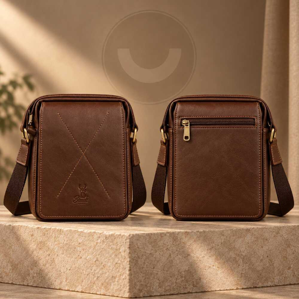 شنطة كروس شِبل رجالي جلد طبيعي 20×17 سم من بام