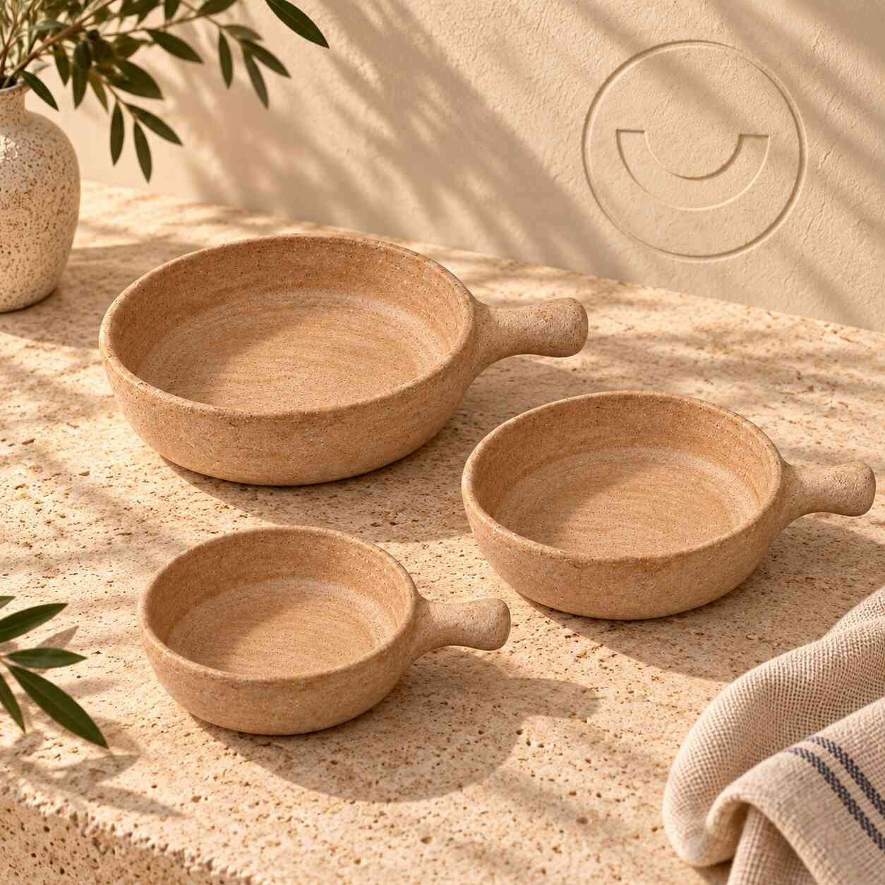 طاسة فخار بيد